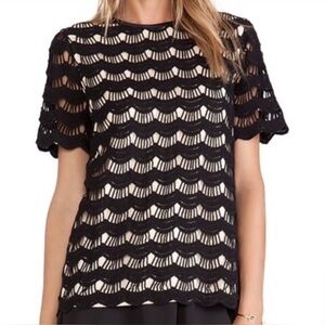 Kate Spade Black Scallop Lace Top